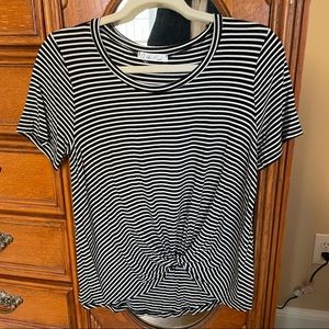 Anthropologie twist front black and white stripe top GUC